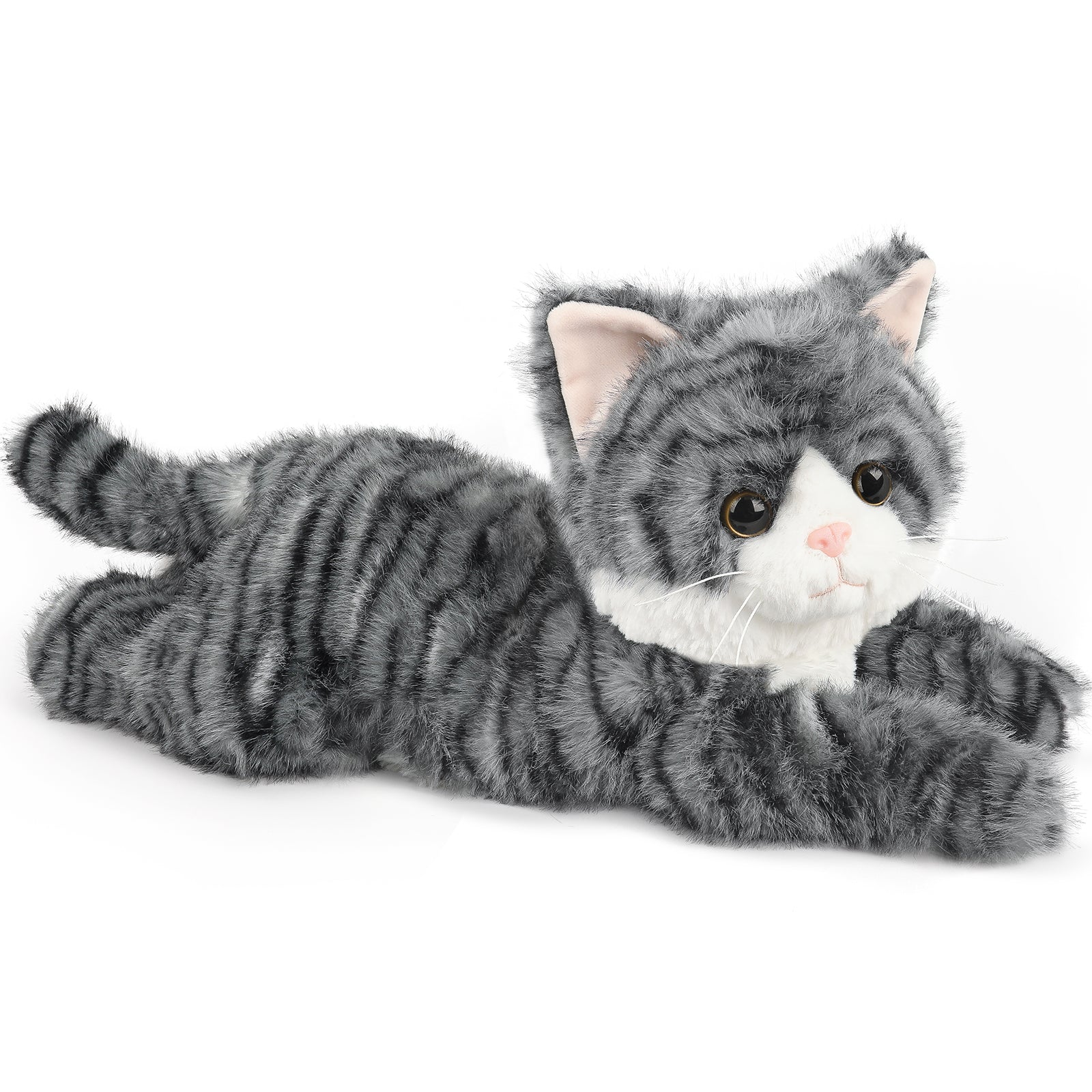 Gray Tabby Cat Stuffed Animals, Microwavable Stuffed Animal Adorable Fluffy Cat Plush for Warmth & Comfort, Heatable & Coolable Lavender Scent Cat Toys, Cute Soft Plushies Cat Gifts for Kids & Adults