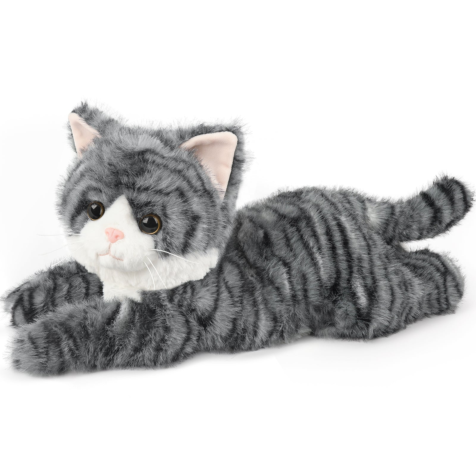 Gray Tabby Cat Stuffed Animals, Microwavable Stuffed Animal Adorable Fluffy Cat Plush for Warmth & Comfort, Heatable & Coolable Lavender Scent Cat Toys, Cute Soft Plushies Cat Gifts for Kids & Adults