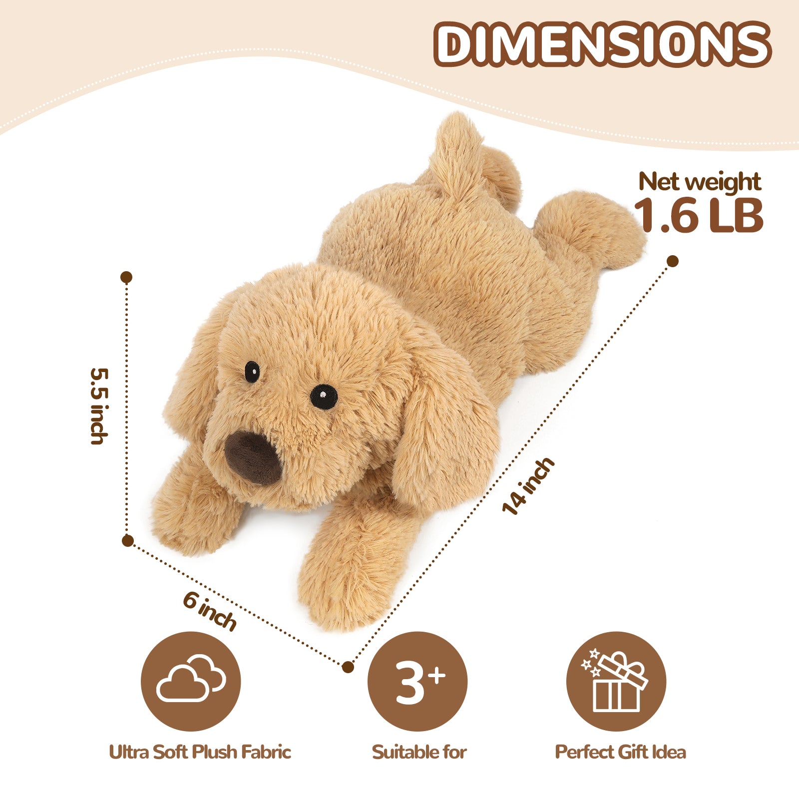 Dog Stuffed Animals, Microwavable Stuffed Animal Adorable Fluffy Puppy Plush for Warmth, Heatable Coolable Lavender Scent Puppy Plush Toy, Cute Soft Dog Plushies for Kids Adults Gift, Golden Retriever