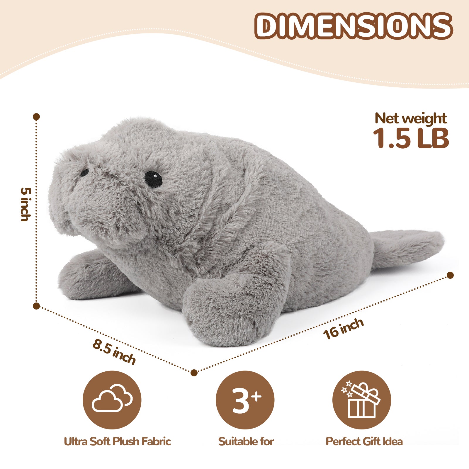 Manatee Stuffed Animals, Microwavable Stuffed Animal Adorable Fluffy Manatee Plush for Warmth Comfort, Heatable Coolable Lavender Scent Toy, Cute Soft Plushie Gift for Kids Boys Girls