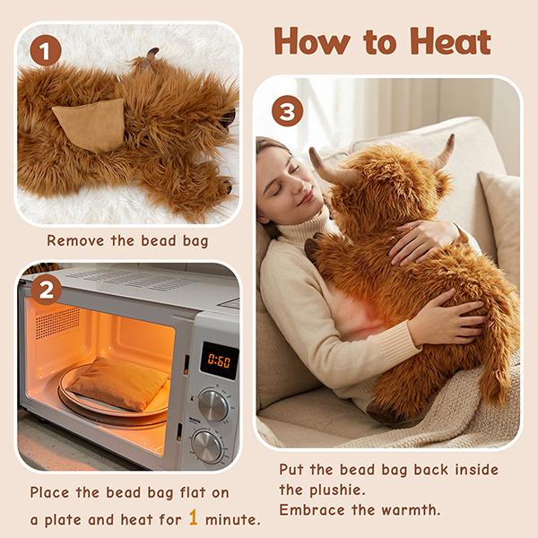 CUCKOOL 25" | 4.5 Lbs Weighted Highland Cow Plush with Washable Cover, Unscented Microwavable Stuffed Animal for Kids Adults, Heatable Coolable Highland Cows Plushie Gift for Birthday, Christmas