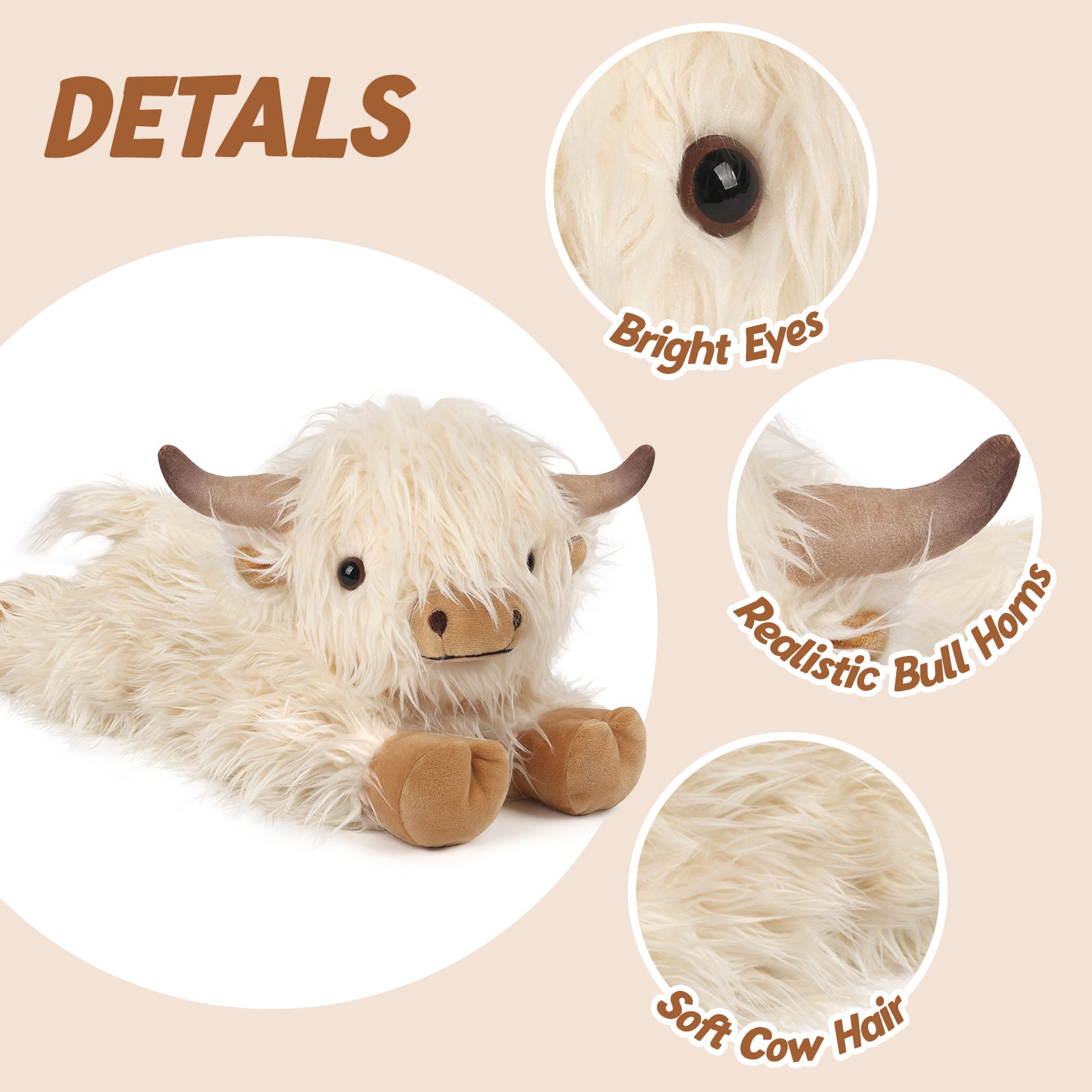 Highland Cow Stuffed Animals, Microwavable Stuffed Animals for Cramps, Pain Stress Relief, Heatable & Coolable Lavender Scented Cow Plush Toy for Anxiety, Women Kid Bedtime Highland Cattle Plushie