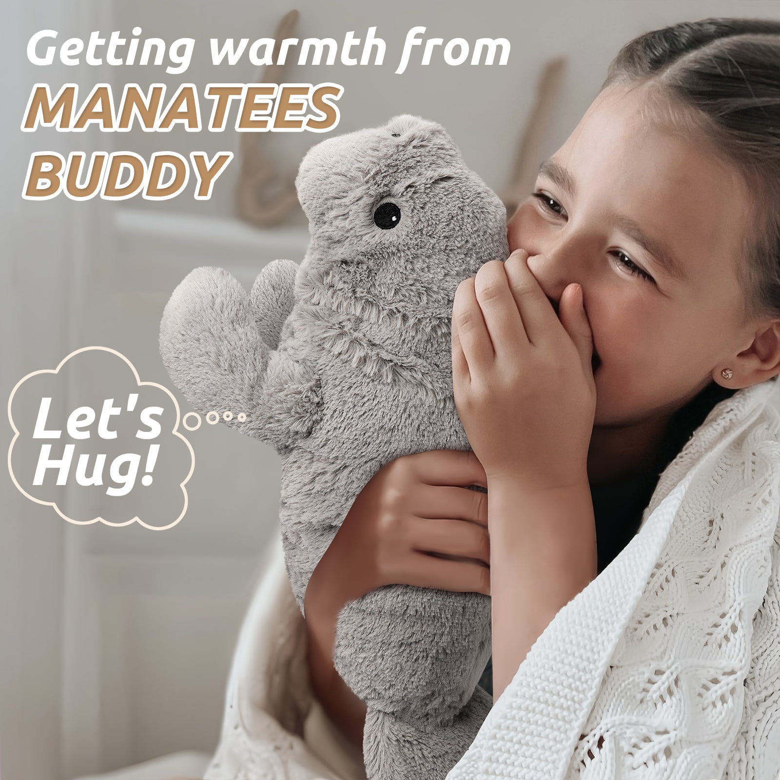 Manatee Stuffed Animals, Microwavable Stuffed Animal Adorable Fluffy Manatee Plush for Warmth Comfort, Heatable Coolable Lavender Scent Toy, Cute Soft Plushie Gift for Kids Boys Girls