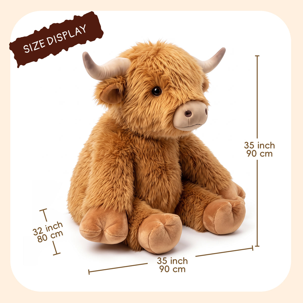 35"| 90cm Giant Highland Cow Plushie, Large Highland Cow Plush, Soft Fluffy Scottish Highland Cattle Stuffed Animal, Gift for Cow Lovers Birthday & Home Decor