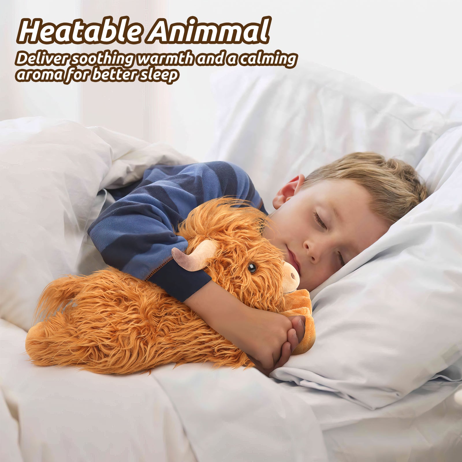 2Pcs Highland Cow Stuffed Animals, Microwavable Stuffed Animal Adorable Fluffy Highland Cow Plush for Warmth, Heatable Coolable Lavender Scent Toy, Cute Soft Plushies Gift for Kids Boys Girls & Adults