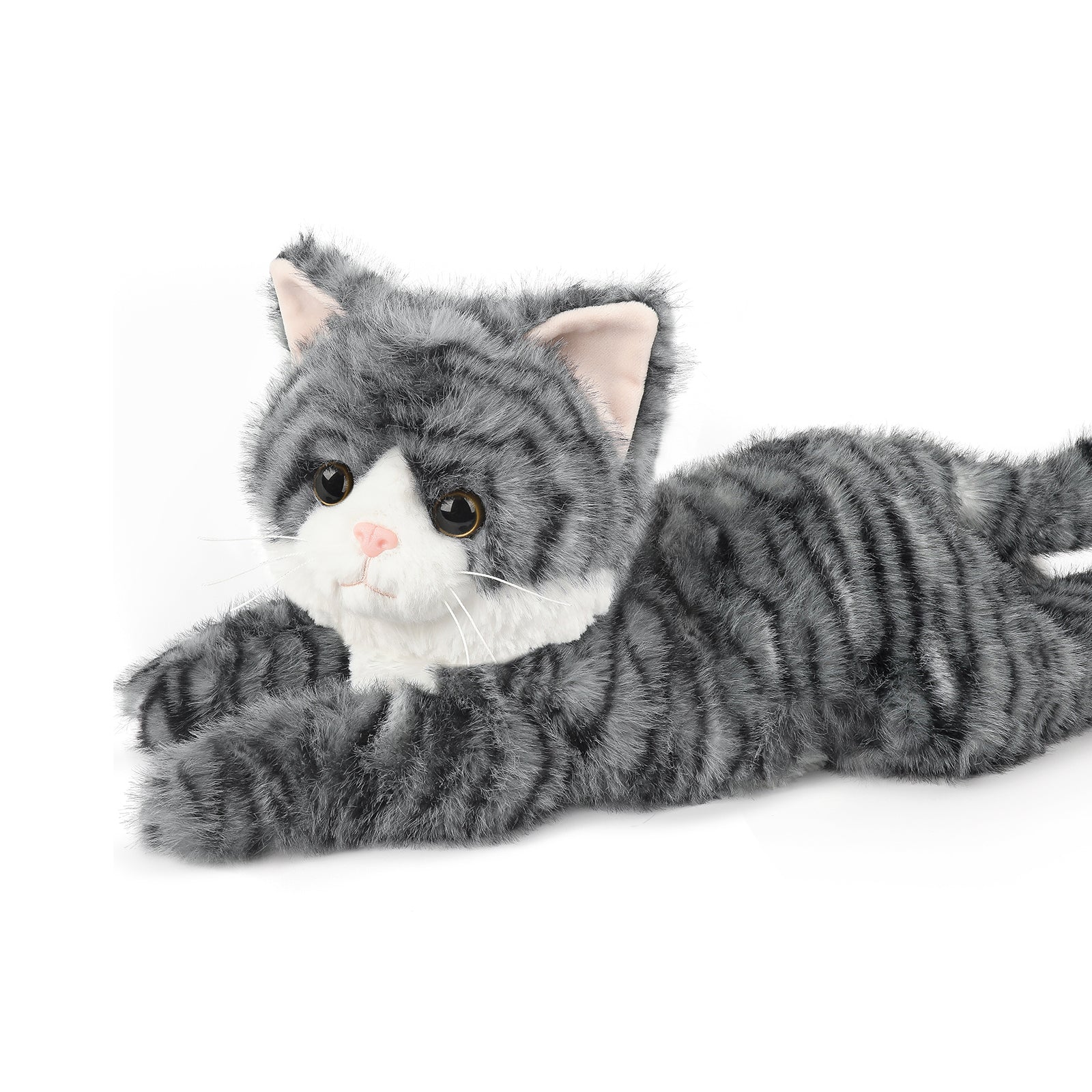 Gray Tabby Cat Stuffed Animals, Microwavable Stuffed Animal Adorable Fluffy Cat Plush for Warmth & Comfort, Heatable & Coolable Lavender Scent Cat Toys, Cute Soft Plushies Cat Gifts for Kids & Adults