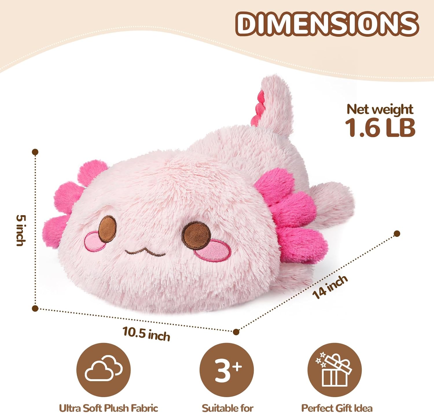 Cuckool Pink Axolotl Stuffed Animals, Microwavable Stuffed Animals Heating Pad for Cramps, Pain Stress Relief, Heatable & Coolable Lavender Scented Plush Toys for Anxiety, Women & Kids Bedtime