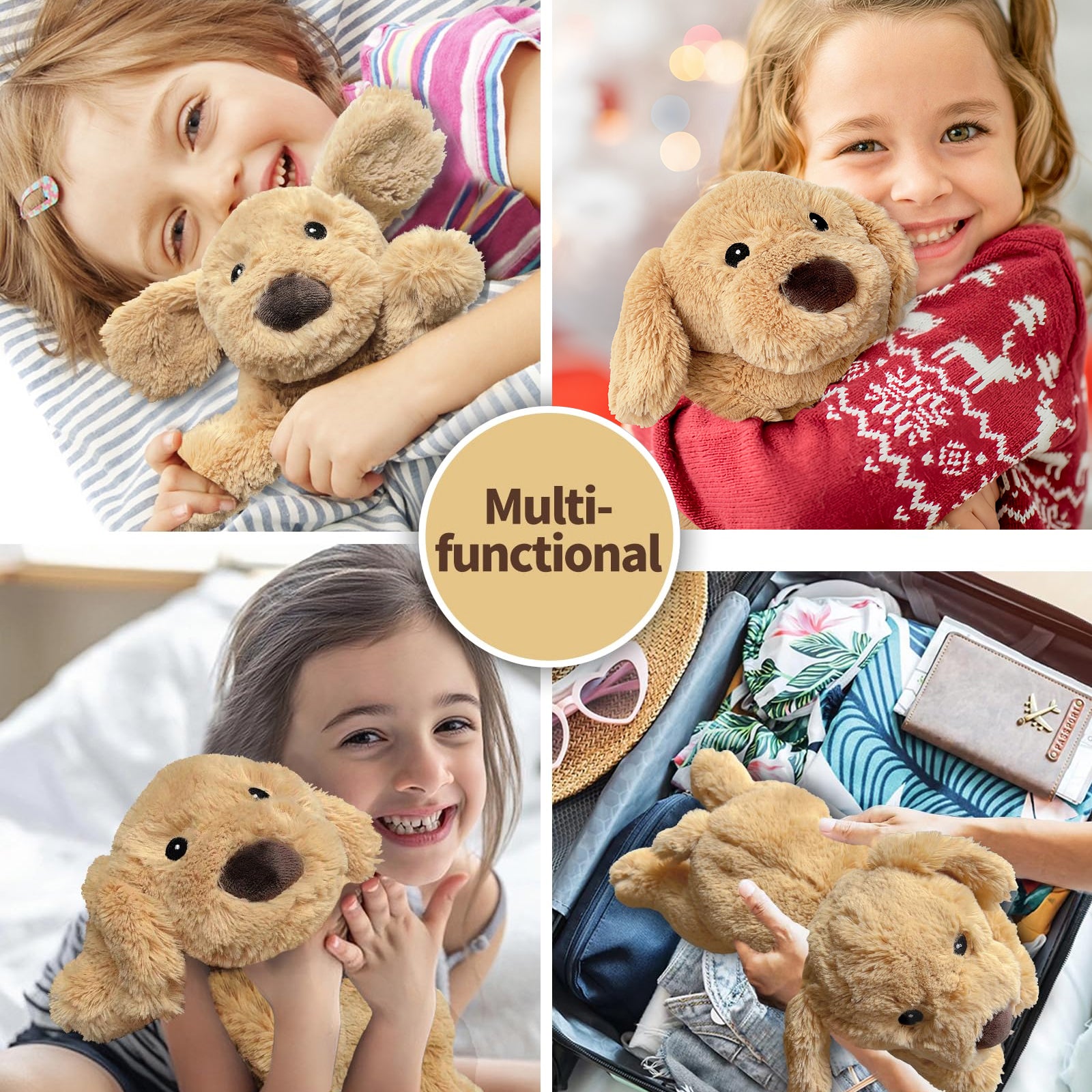 Dog Stuffed Animals, Microwavable Stuffed Animal Adorable Fluffy Puppy Plush for Warmth, Heatable Coolable Lavender Scent Puppy Plush Toy, Cute Soft Dog Plushies for Kids Adults Gift, Golden Retriever