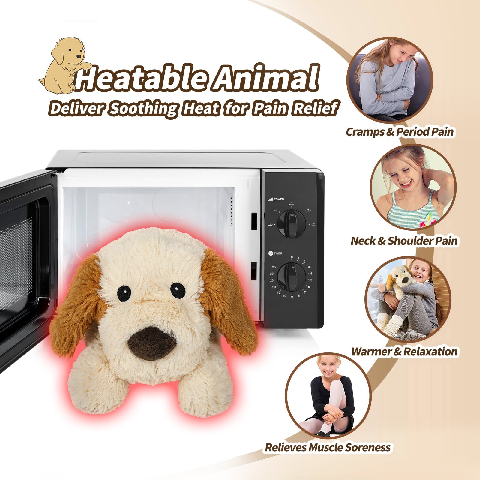 Puppy Stuffed Animals, Microwavable Stuffed Animal Adorable Fluffy Dog Plush for Warmth, Heatable & Coolable Lavender Scent Puppy Plush Toys, Cute Soft Dog Plushies for Kids & Adults Girls Boys Gifts