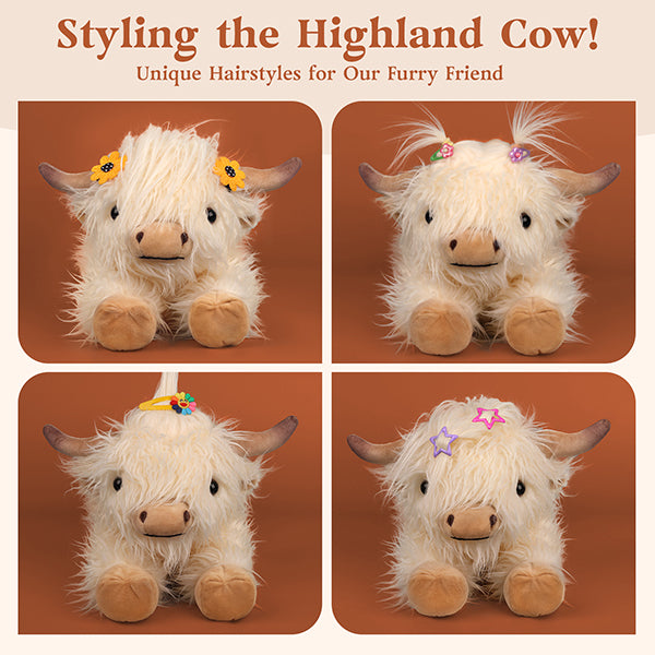 Highland Cow Stuffed Animals, Microwavable Stuffed Animals for Cramps, Pain Stress Relief, Heatable & Coolable Lavender Scented Cow Plush Toy for Anxiety, Women Kid Bedtime Highland Cattle Plushie
