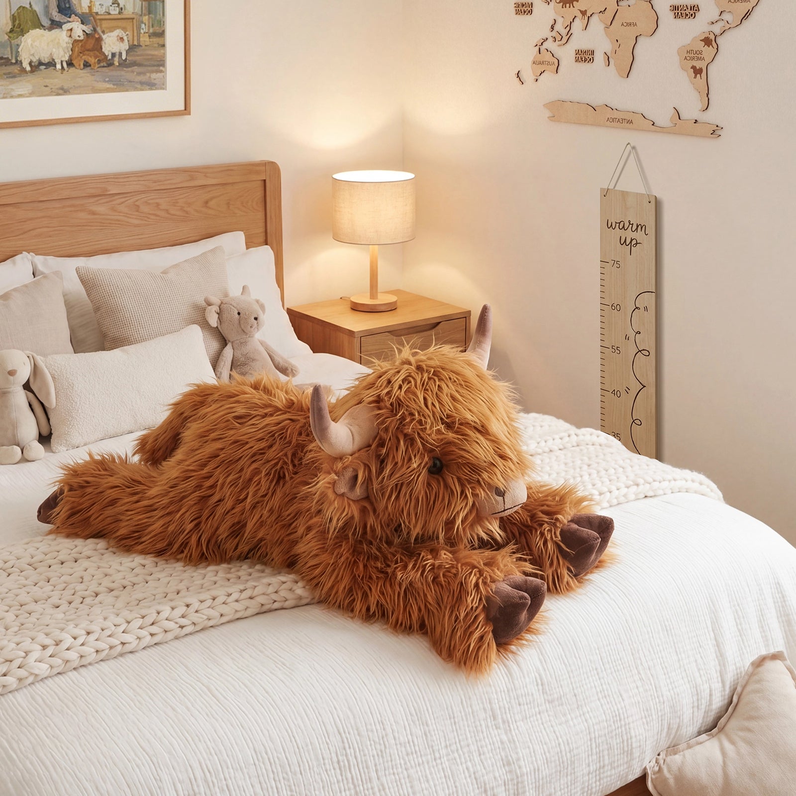 CUCKOOL 25" | 4.5 Lbs Weighted Highland Cow Plush with Washable Cover, Unscented Microwavable Stuffed Animal for Kids Adults, Heatable Coolable Highland Cows Plushie Gift for Birthday, Christmas