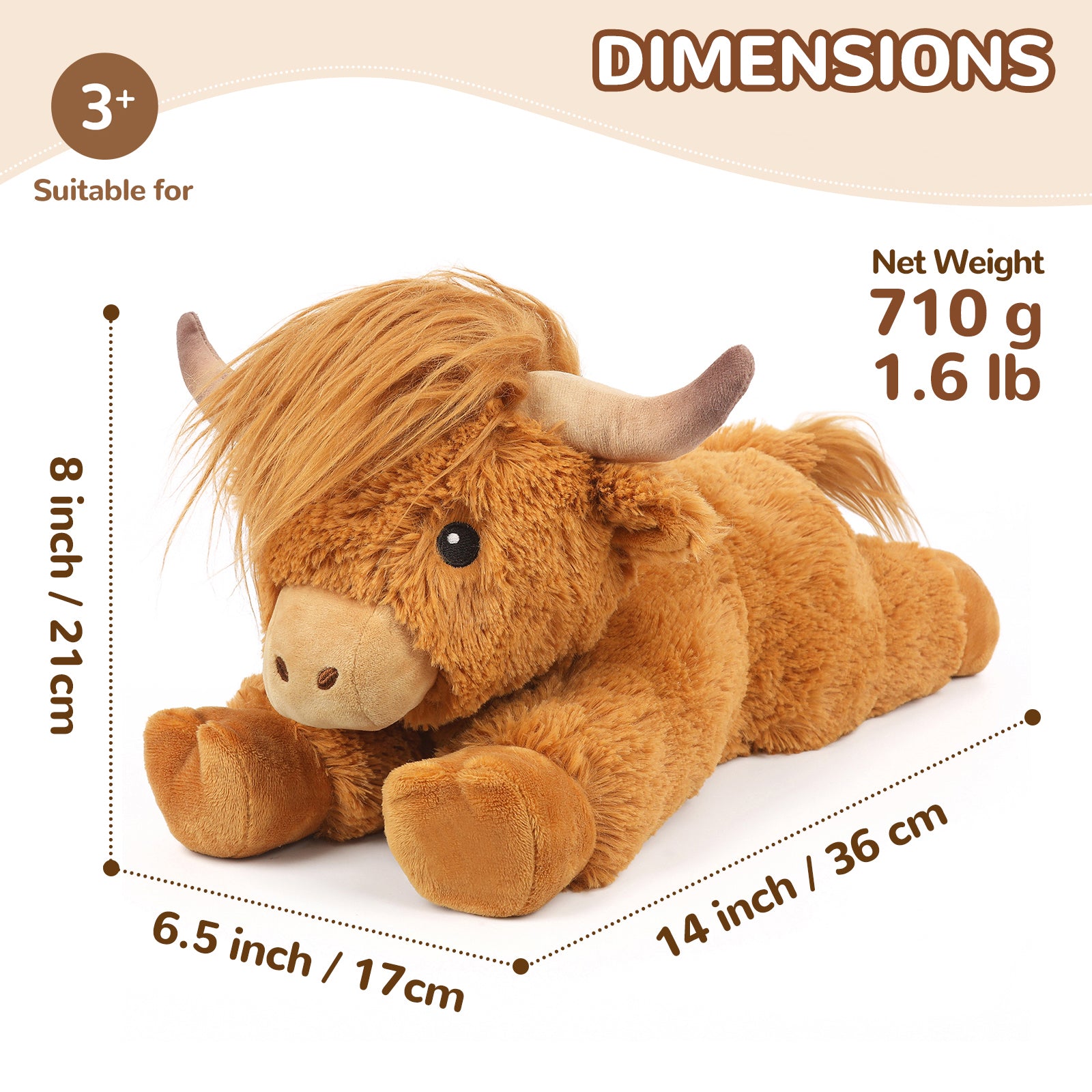 Cuckool Highland Cow Stuffed Animals, Microwavable Stuffed Animal Adorable Fluffy Highland Cow Plush for Warmth, Heatable Coolable Lavender Scent Toy, Cute Soft Plushie Gift for Kids Boy Girl & Adults