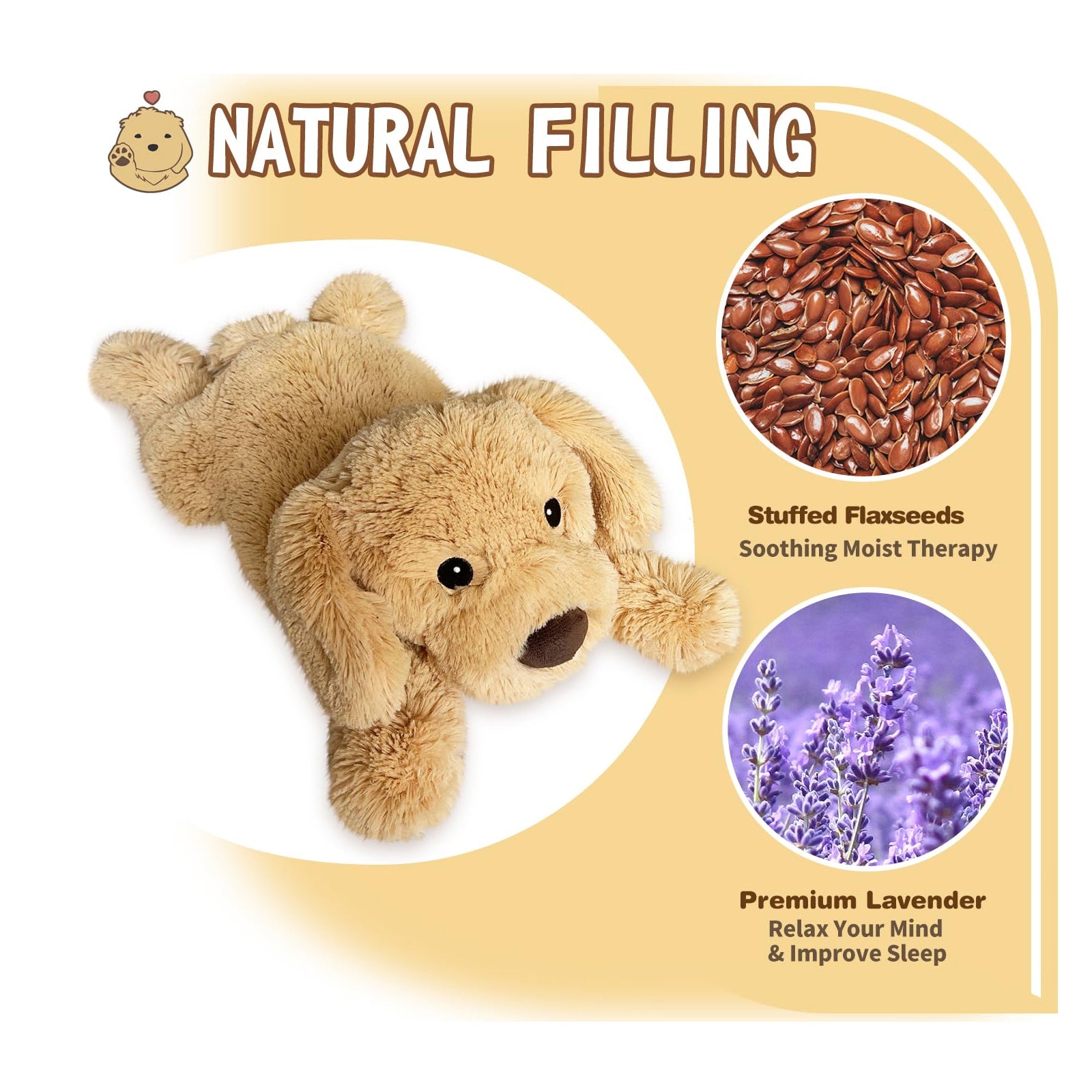 Dog Stuffed Animals, Microwavable Stuffed Animal Adorable Fluffy Puppy Plush for Warmth, Heatable Coolable Lavender Scent Puppy Plush Toy, Cute Soft Dog Plushies for Kids Adults Gift, Golden Retriever