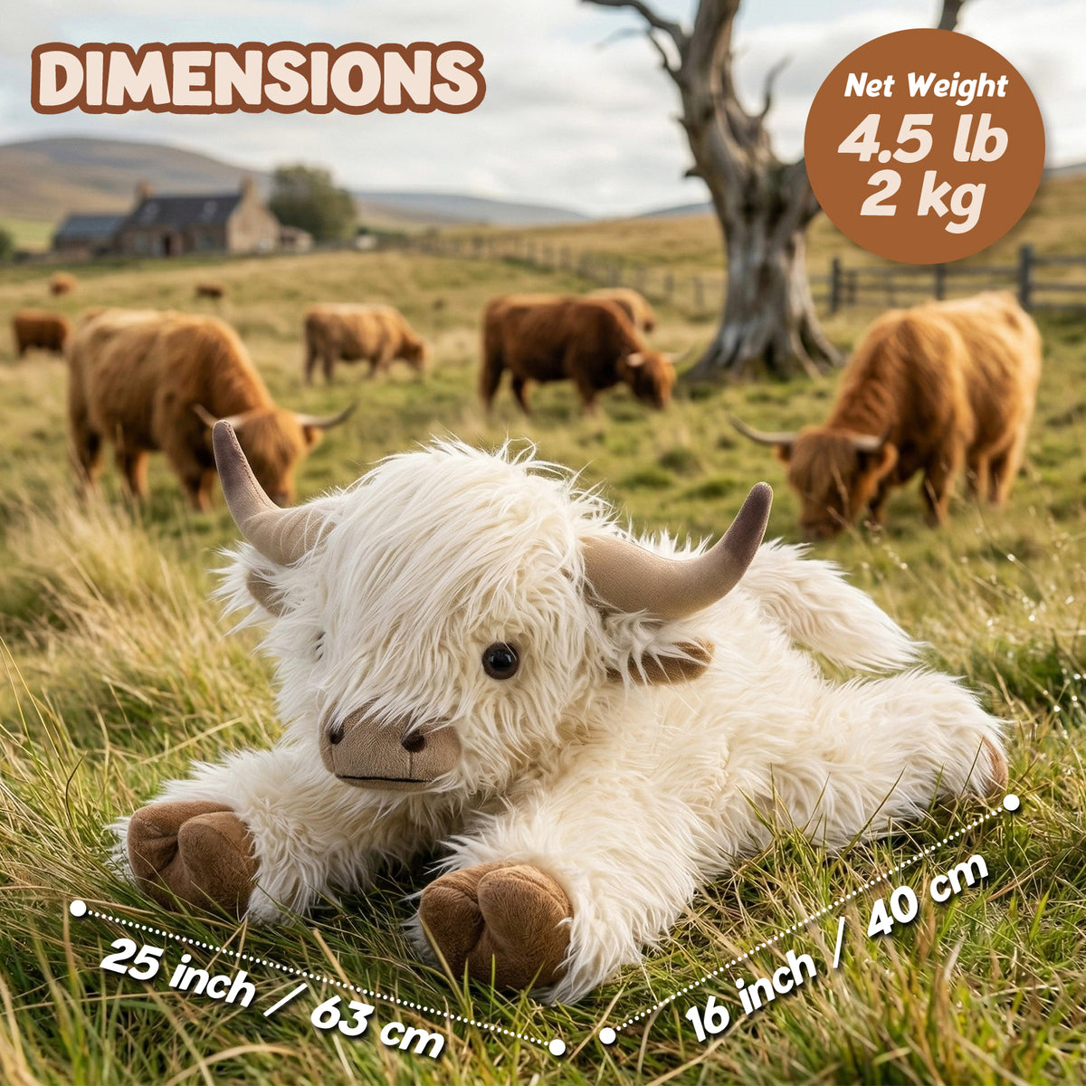 Highland Cow Plush 25in 5lbs