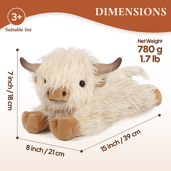 Highland Cow Stuffed Animals, Microwavable Stuffed Animals for Cramps, Pain Stress Relief, Heatable & Coolable Lavender Scented Cow Plush Toy for Anxiety, Women Kid Bedtime Highland Cattle Plushie