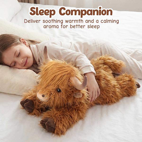 CUCKOOL 25" | 4.5 Lbs Weighted Highland Cow Plush with Washable Cover, Unscented Microwavable Stuffed Animal for Kids Adults, Heatable Coolable Highland Cows Plushie Gift for Birthday, Christmas