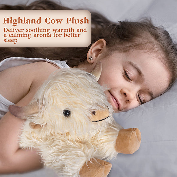 Highland Cow Stuffed Animals, Microwavable Stuffed Animals for Cramps, Pain Stress Relief, Heatable & Coolable Lavender Scented Cow Plush Toy for Anxiety, Women Kid Bedtime Highland Cattle Plushie