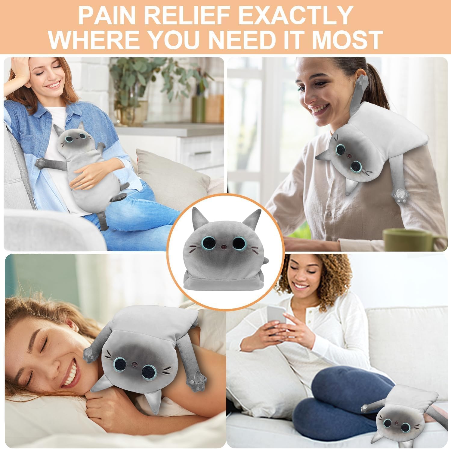 2PCS Large Microwave Heating Pads for Cramps Pain Relief, Moist Microwavable Period Menstrual Heat Packs, Cordless Warm Compress Gift for Mothers Day, Birthday, Thanksgiving, Christmas, 21*12" + 17*9"