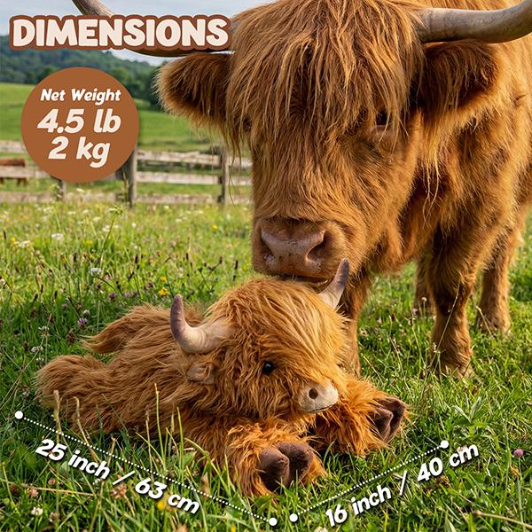 CUCKOOL 25" | 4.5 Lbs Weighted Highland Cow Plush with Washable Cover, Unscented Microwavable Stuffed Animal for Kids Adults, Heatable Coolable Highland Cows Plushie Gift for Birthday, Christmas