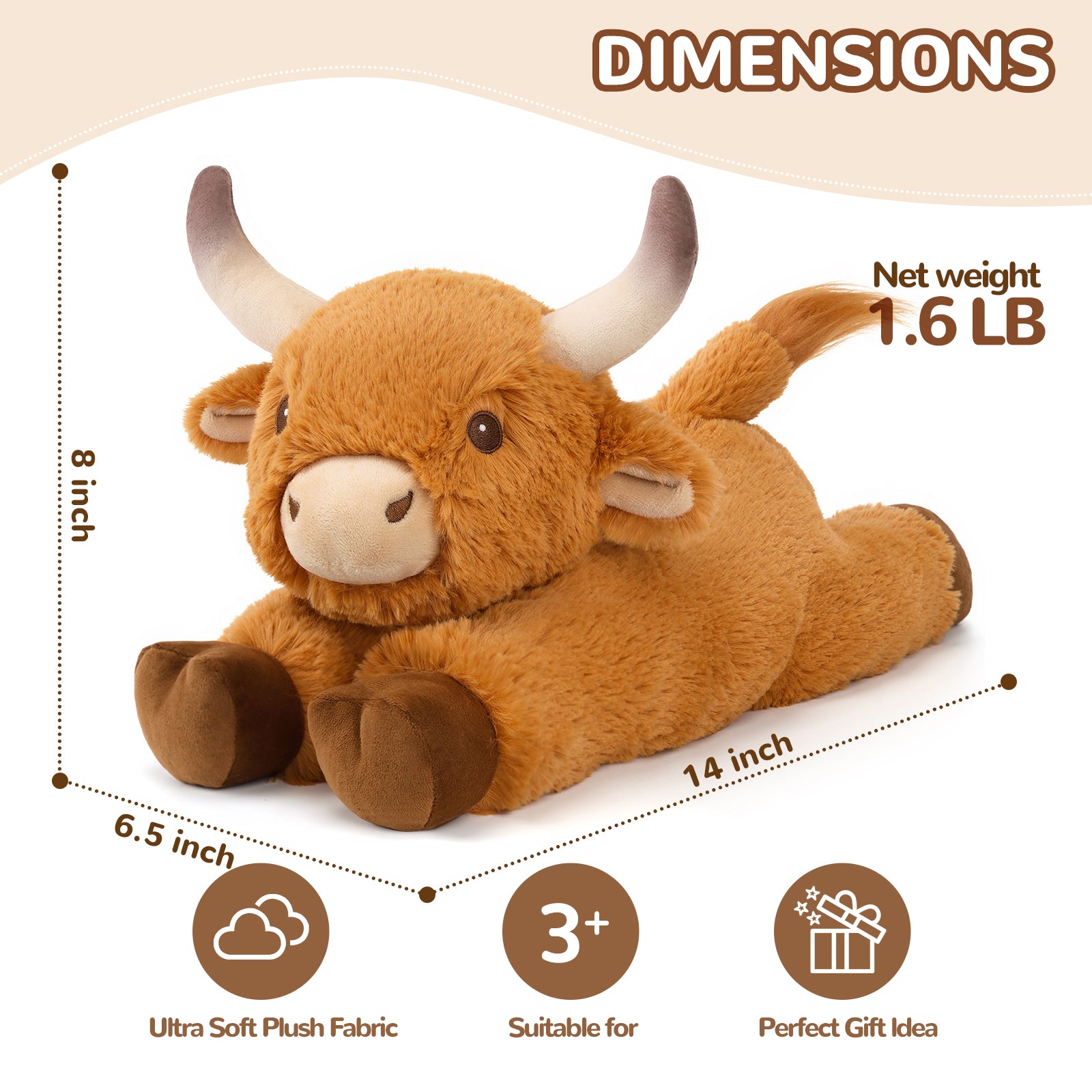 Cuckool Bull Stuffed Animals, Microwavable Stuffed Animals Adorable Fluffy Bull Plush for Warmth & Comfort, Heatable Coolable Lavender Scent Toys, Cute Soft Plushies Gift for Kids Boys Girls & Adults